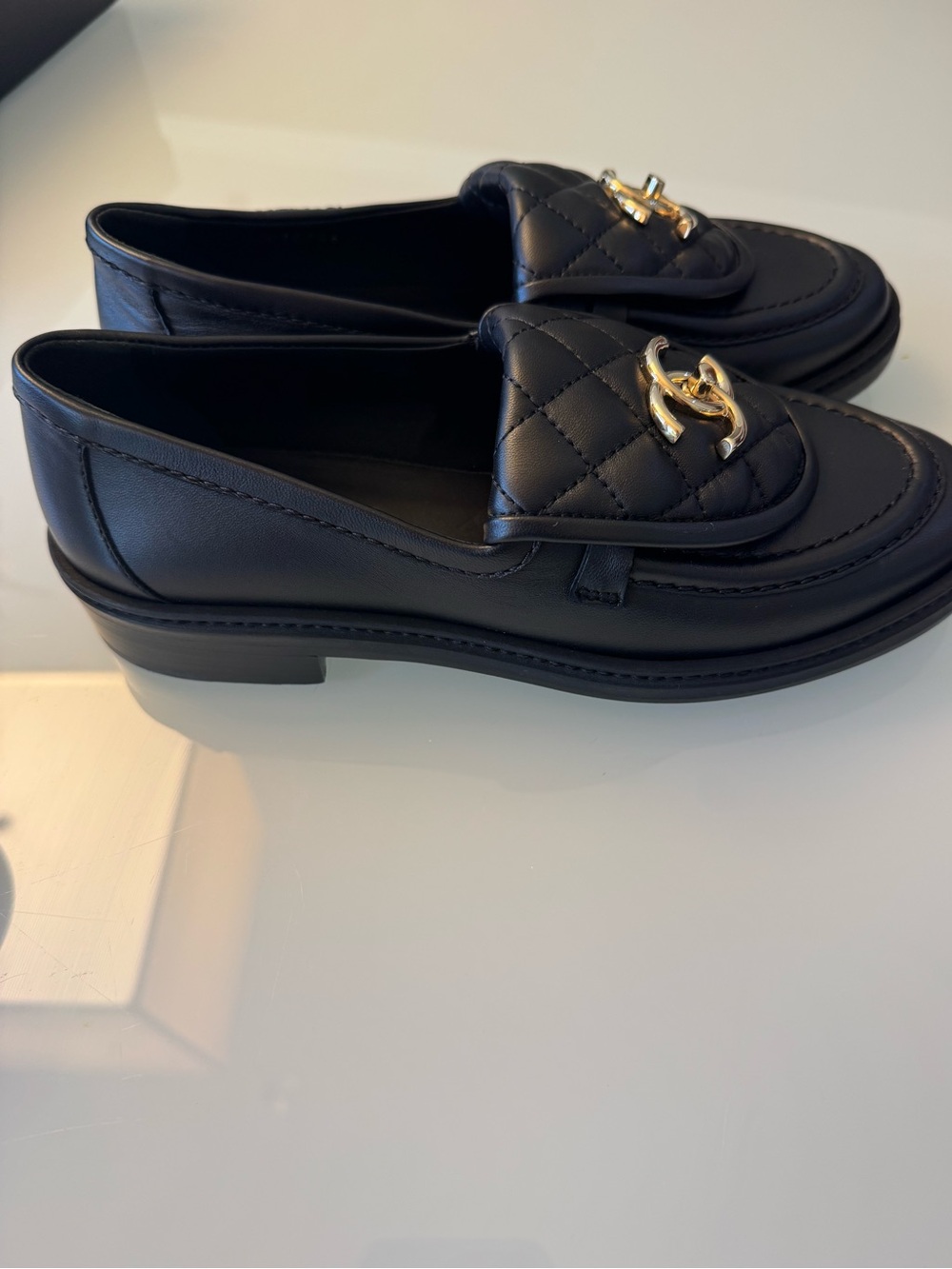 Chanel Black Quilted Turnlock Loafers Size 36 - Picture 2 of 6